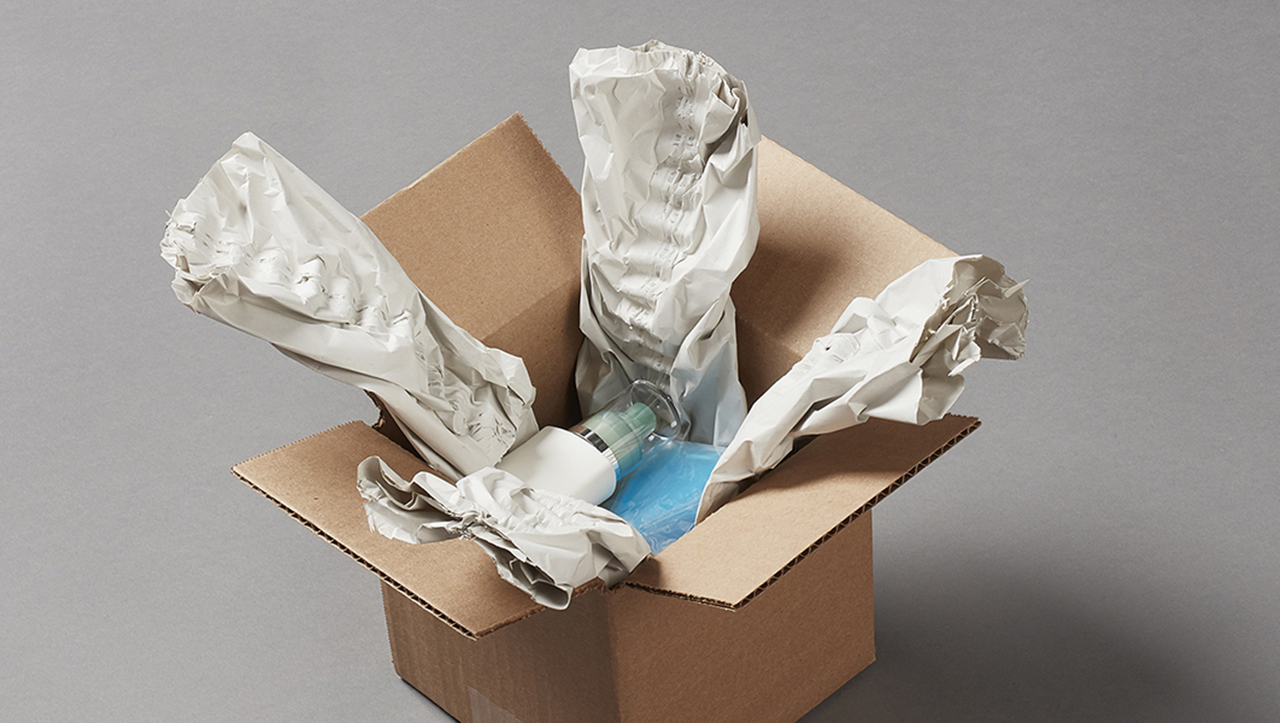 Pregis paper packaging protecting personal care products in a package.