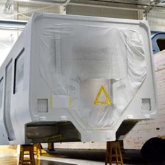 Train body with surface protective ready for shipment